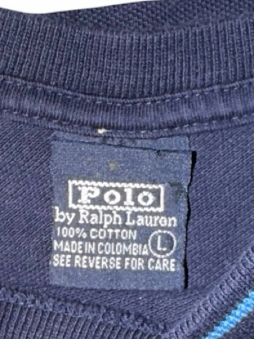 Polo by Ralph Lauren Navy Blue Short Sleeve Crew Neck Tee with Light Blue Trim
